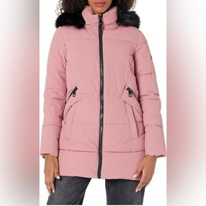 DKNY Women's Cold Weather Outerwear Puffer Rosewood Pink Size Small